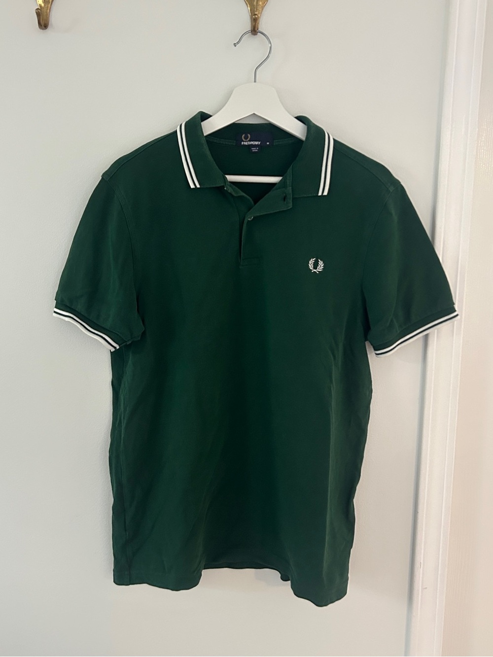 Fred Perry Green Polo with White Twin Tipping